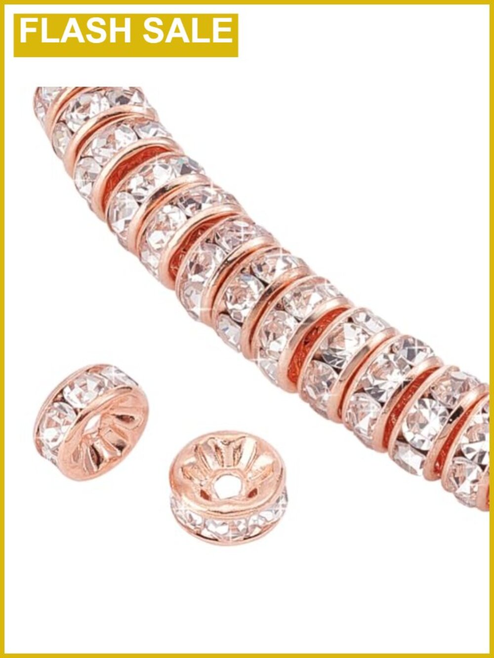 50pcs Rondelle Spacer Beads 8mm Crystal Rhinestone Round for Jewelry Making